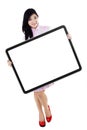 A woman holding blank board Royalty Free Stock Photo