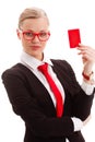 Woman holding blank businesscard Royalty Free Stock Photo