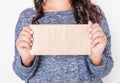 Woman holding blank envelope. Mockup for design Royalty Free Stock Photo