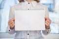 Woman holding blank ring-bound notebook Royalty Free Stock Photo