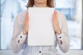 Woman holding blank ring-bound notebook Royalty Free Stock Photo