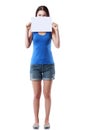 Woman holding blank sign Royalty Free Stock Photo