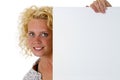 Woman holding blank white message board Royalty Free Stock Photo