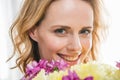 Woman holding bouquet Royalty Free Stock Photo