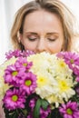 Woman holding bouquet Royalty Free Stock Photo