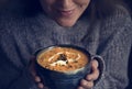 Woman holding a bowl of soup food photography recipe idea