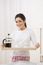 Woman Holding Breakfast Tray Royalty Free Stock Photo