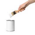 Woman holding brush over paint can Royalty Free Stock Photo