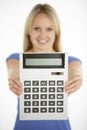 Woman Holding Calculator Royalty Free Stock Photo