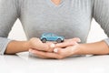 Woman holding car model business concept Royalty Free Stock Photo