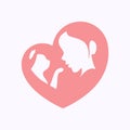 Woman holding cat in pink heart shaped silhouette