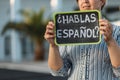 ÃÂ¡halkboard with the question habla espanol