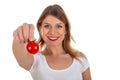 Woman holding cherry tomato Royalty Free Stock Photo
