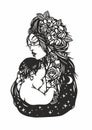 Woman holding a child. vector. Mothers Day