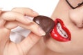 Woman holding chocolate heart