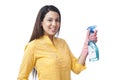 Woman holding cleaning spray bottle Royalty Free Stock Photo