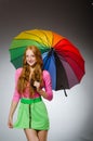 Woman holding colourful umbrella Royalty Free Stock Photo