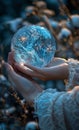 Woman holding crystal ball in her hands Royalty Free Stock Photo