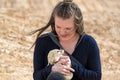 Woman and Fennec Fox Royalty Free Stock Photo