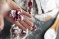 making of delicious fruit flavored homemade Turkish delight Royalty Free Stock Photo