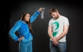 Woman holding a dirty sock Royalty Free Stock Photo