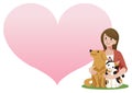 Woman holding a dog and a cat Royalty Free Stock Photo