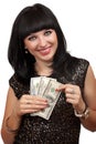 Woman holding dollar bills