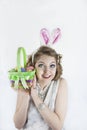 Woman holding Easter basket Royalty Free Stock Photo