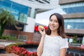 Woman holding egg tart Royalty Free Stock Photo