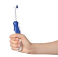 Woman holding electric toothbrus Royalty Free Stock Photo