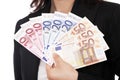 Woman Holding Euro Money Royalty Free Stock Photo