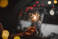 Woman holding fireworks