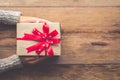 Woman holding gifts for special moments with special who on wood