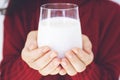 Woman holding glass of milk