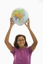 Woman holding globe. Royalty Free Stock Photo