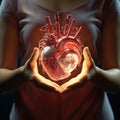 Woman Holding Glowing Artificial Heart Royalty Free Stock Photo