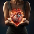 Woman Holding Glowing Artificial Heart Royalty Free Stock Photo