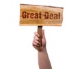 Great deal wooden sign