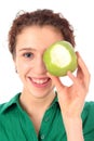 Woman holding green apple Royalty Free Stock Photo