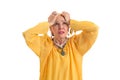 Woman holding head in desperation. Royalty Free Stock Photo