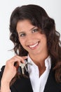 Woman holding her keys Royalty Free Stock Photo