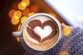 Hot cup of coffee, with heart shape Royalty Free Stock Photo