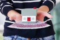 Woman holding a house model Royalty Free Stock Photo