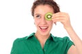 Woman holding kiwi Royalty Free Stock Photo