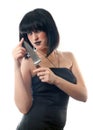 Woman holding a knife Royalty Free Stock Photo