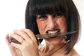 Woman holding a knife Royalty Free Stock Photo