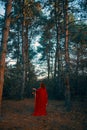 Woman holding a lantern with a candle. Royalty Free Stock Photo