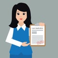 Woman holding loan agreement form approved for loan application concept Royalty Free Stock Photo