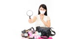 Woman holding a magnifying glass Royalty Free Stock Photo