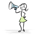 Woman holding a megaphone - Business news or sales concept